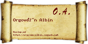 Orgován Albin névjegykártya